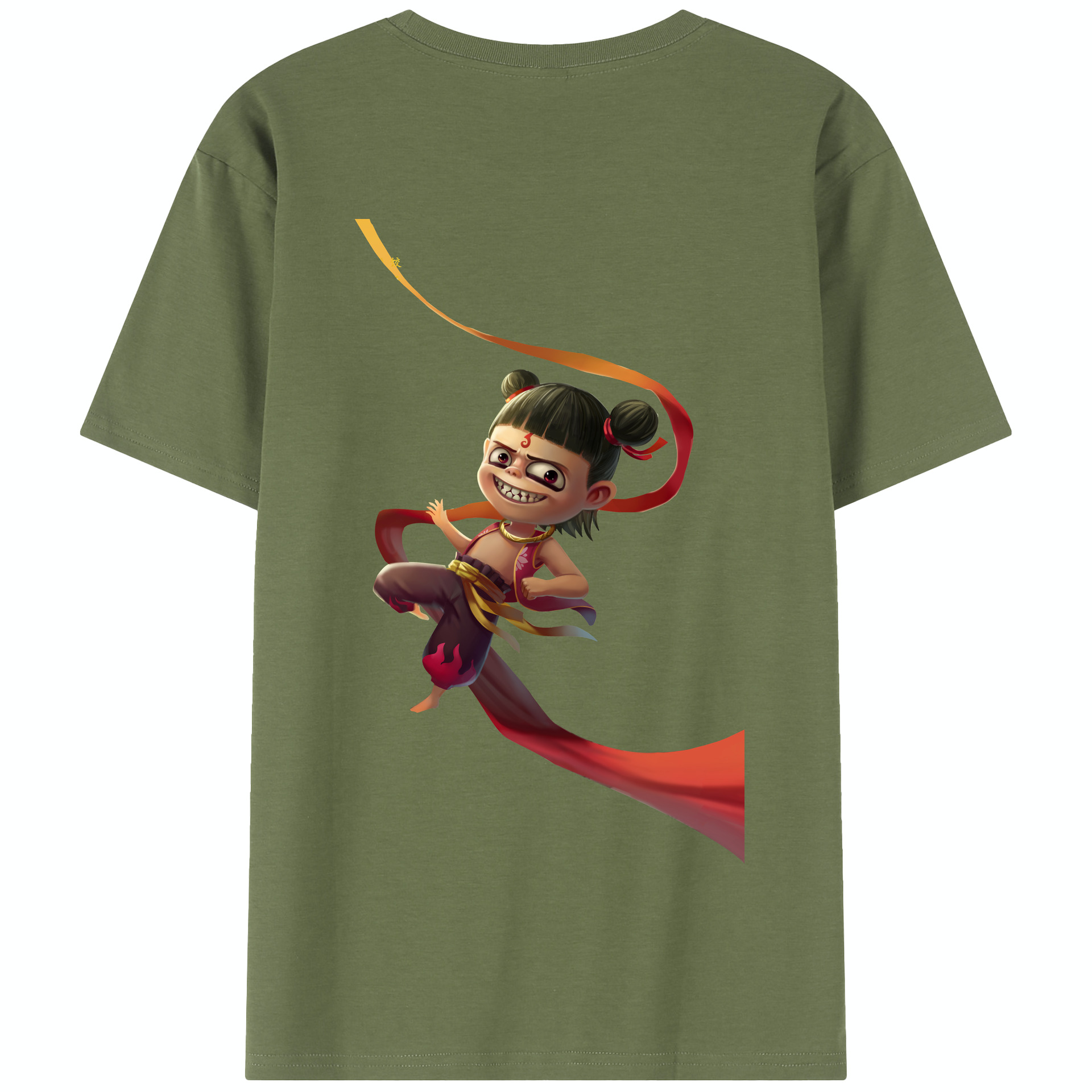 （画像用） Ne Zha 2 ナタ 魔童の大暴れ 綿100％半袖Tシャツ（背面プリント）
